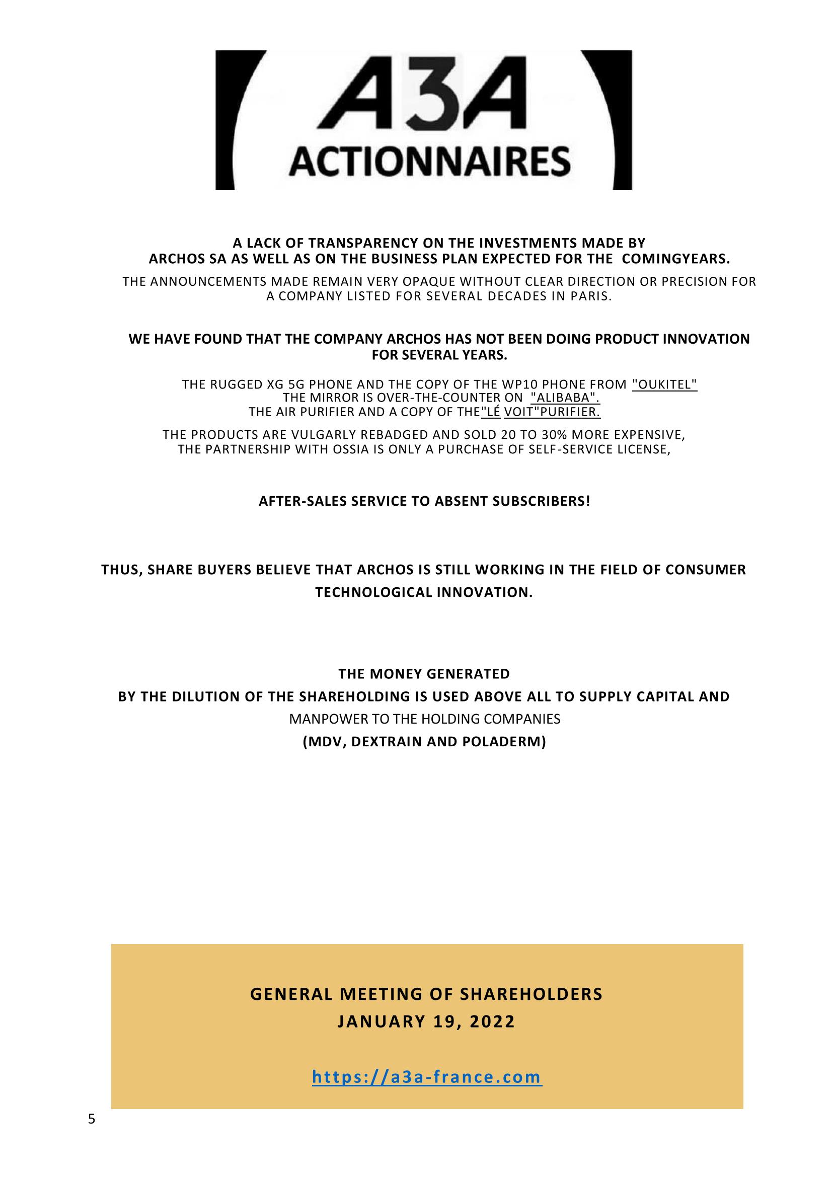 05-ARCHOS and not clear operations of its Management!