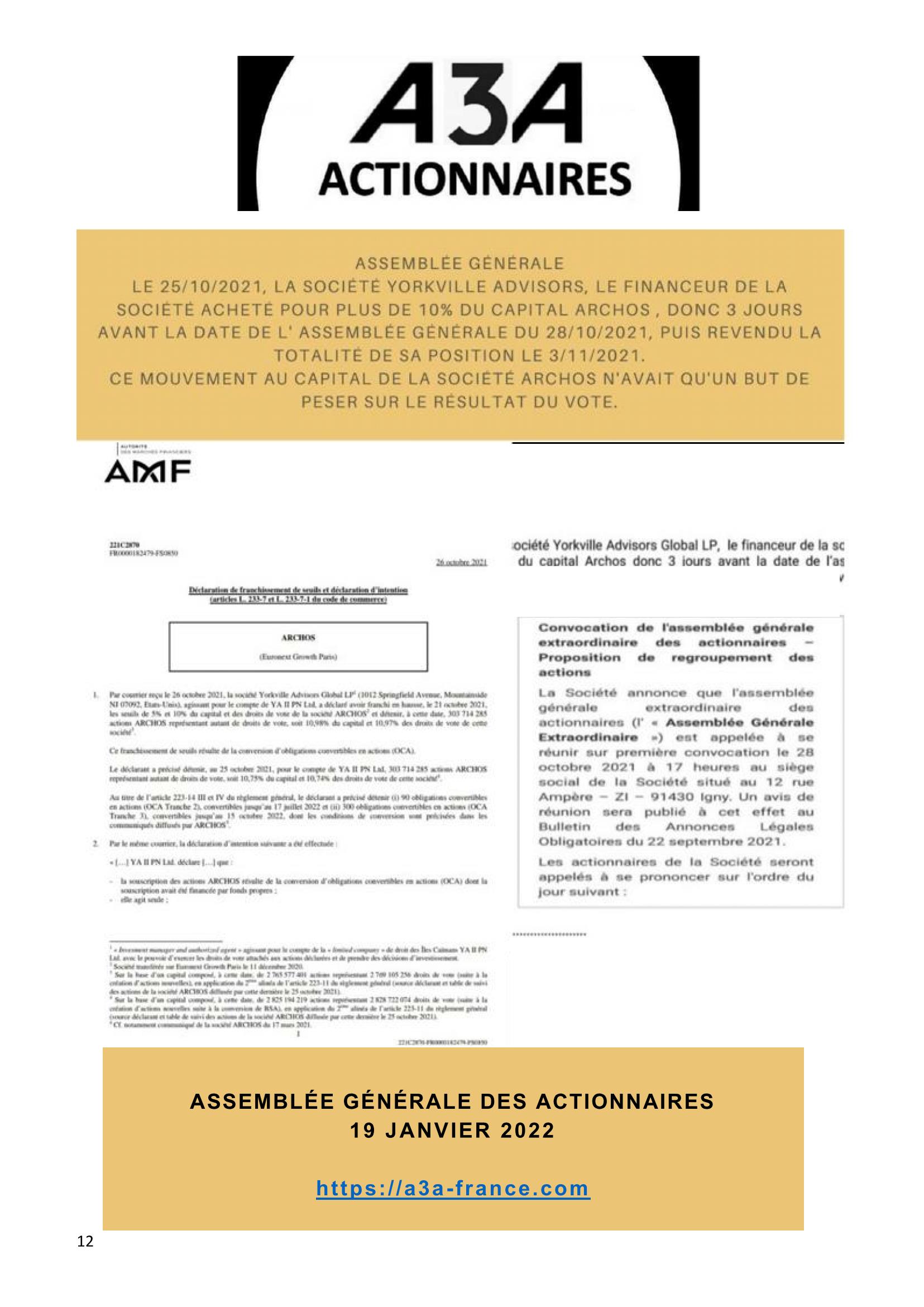 Opération avant l'AGE du 19 Janvier