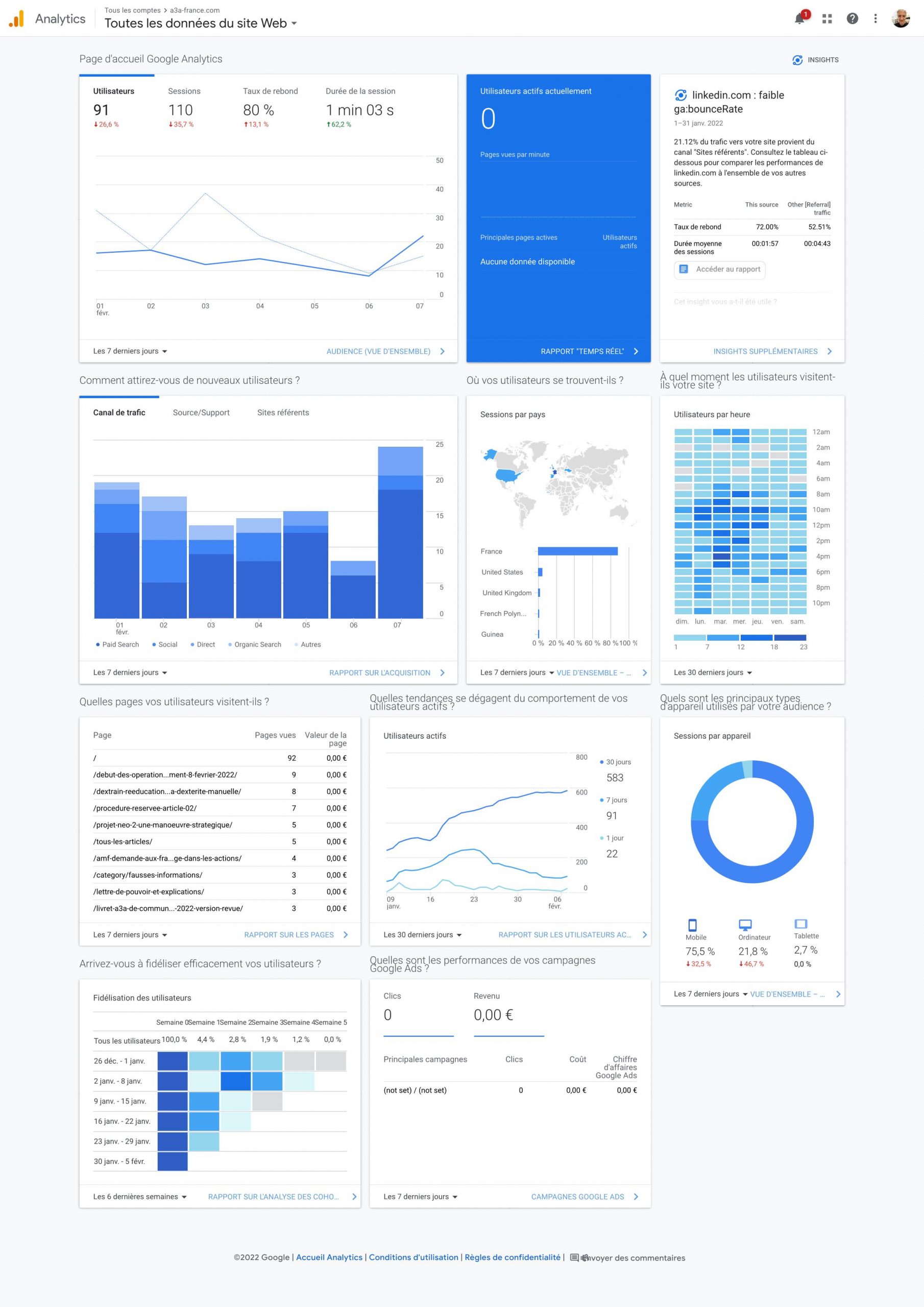 Analytics de Janvier 2022