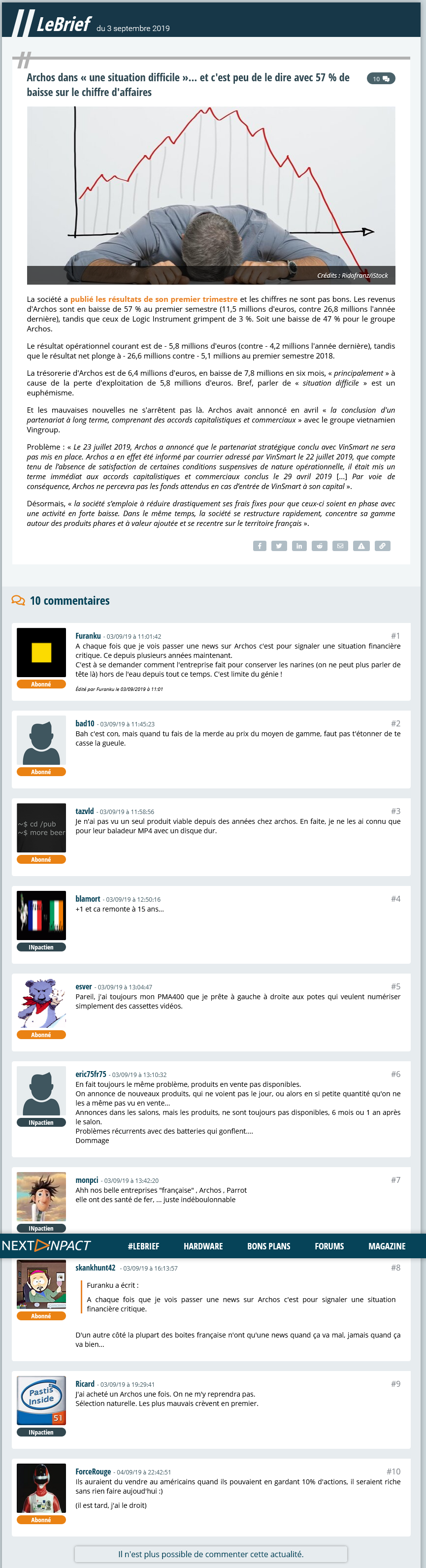 Archos dans une situation difficile