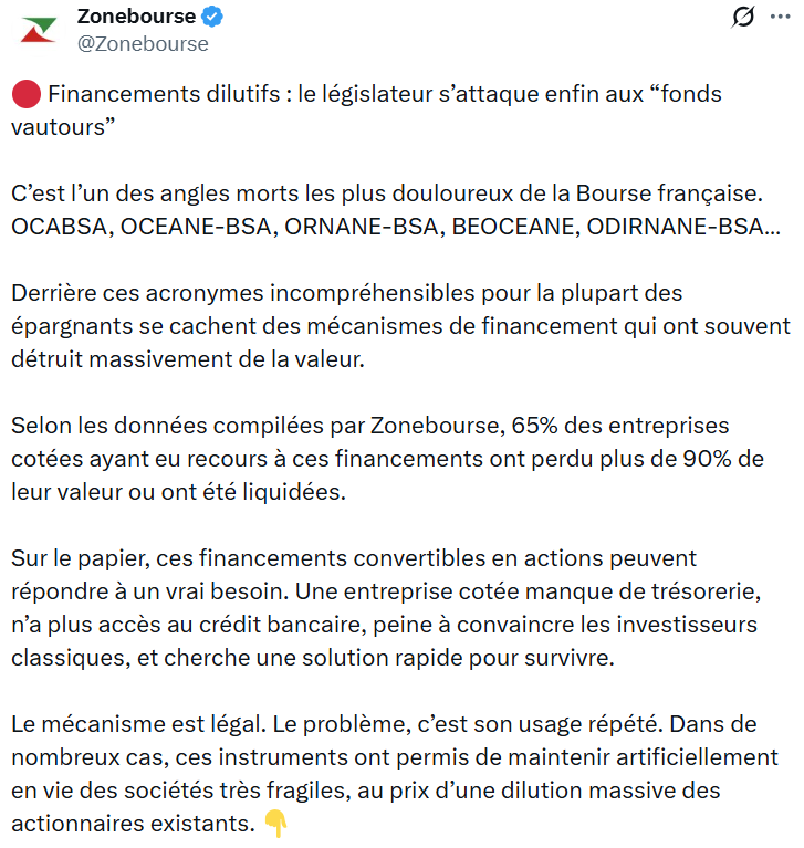 ZoneBourse Fonds Dilutifs